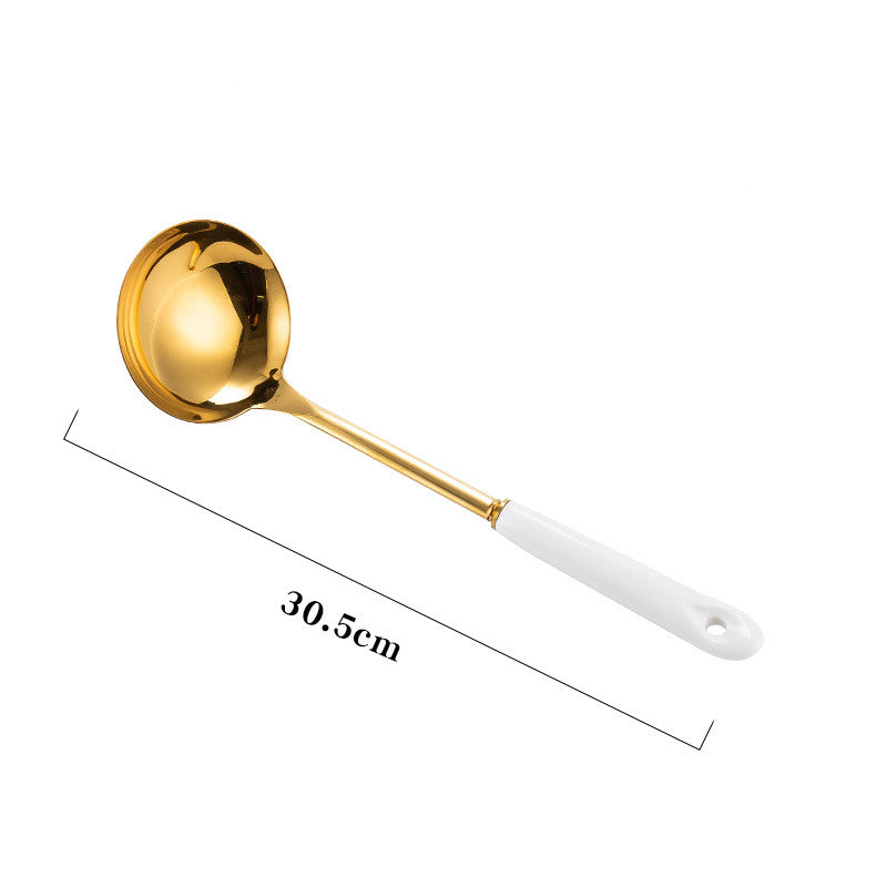 Stainless Steel Ceramic Handle Kitchen Utensils Set