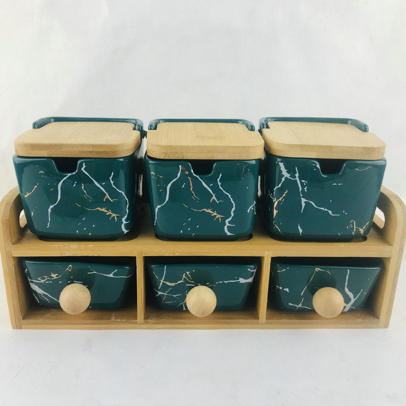 Japanese-Style Ceramic Seasoning Jar Kitchen Utensil Set