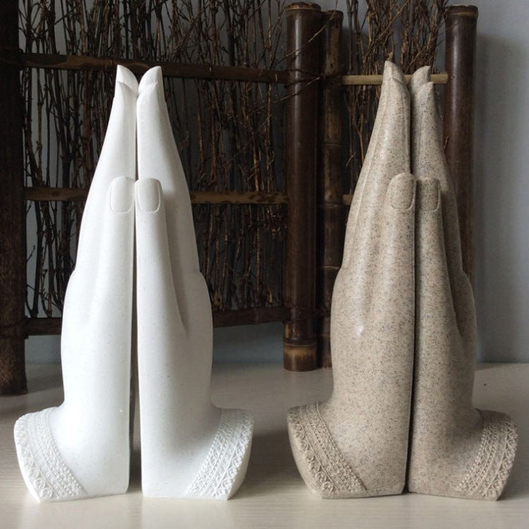 Sandstone Buddha Prayer Hands Crafted Sculpture