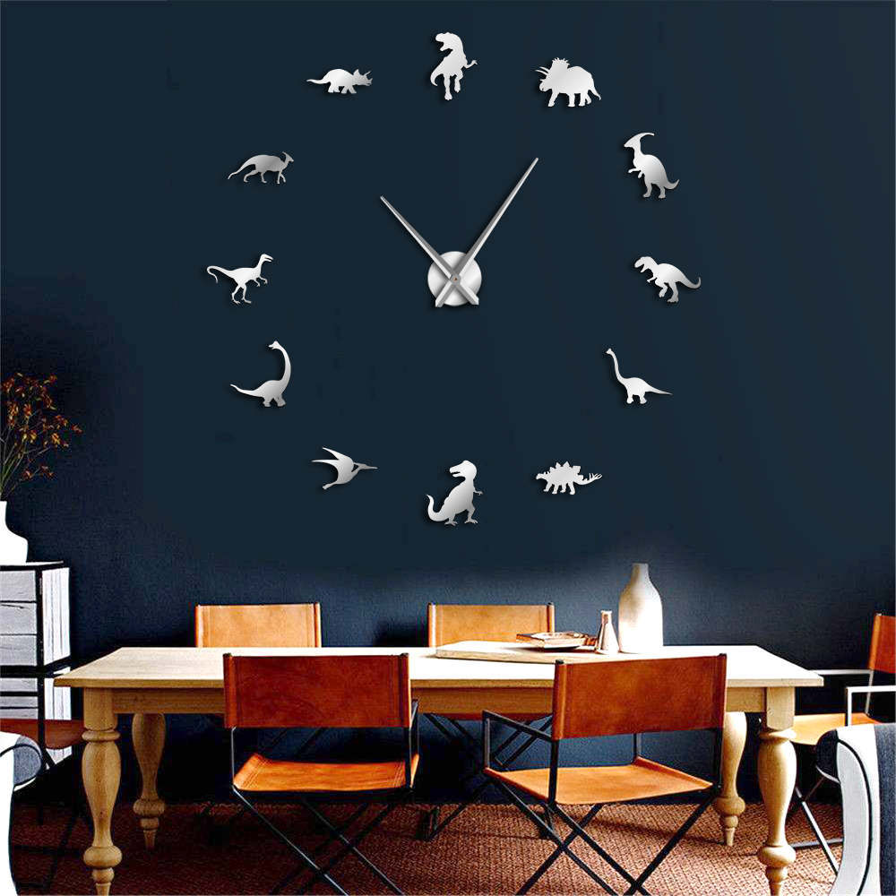 Frameless Dinosaur Living Room Wall Clock