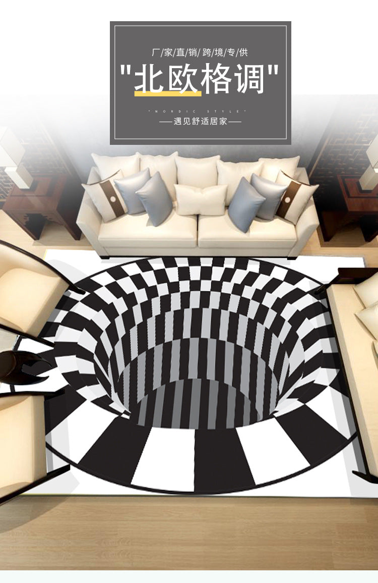 Light Luxury Geometric 3D Hole Illusion Rug Mat