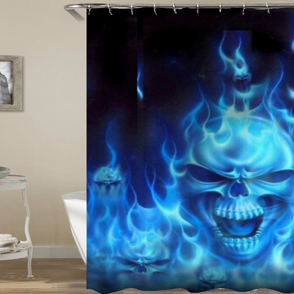 Skull Pattern Waterproof Shower Curtain Halloween Decoration
