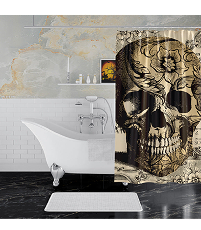 Skull Pattern Waterproof Shower Curtain Halloween Decoration