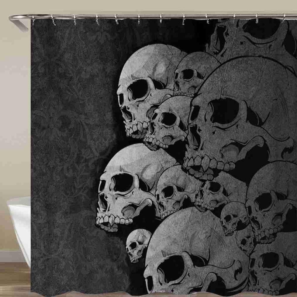 Skull Pattern Waterproof Shower Curtain Halloween Decoration