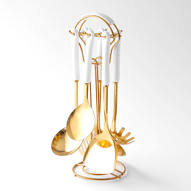 Stainless Steel & Gold Kitchen Utensils Set