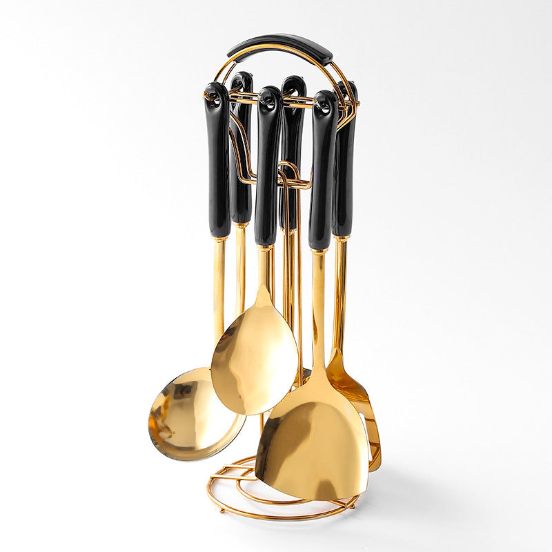 Stainless Steel & Gold Kitchen Utensils Set