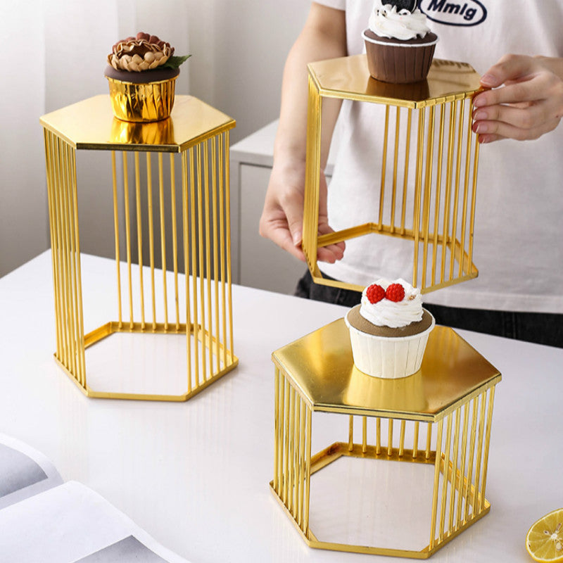 Golden Dessert Display Shelf