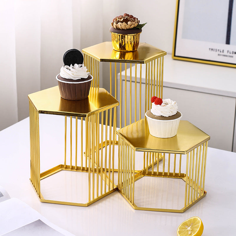 Golden Dessert Display Shelf