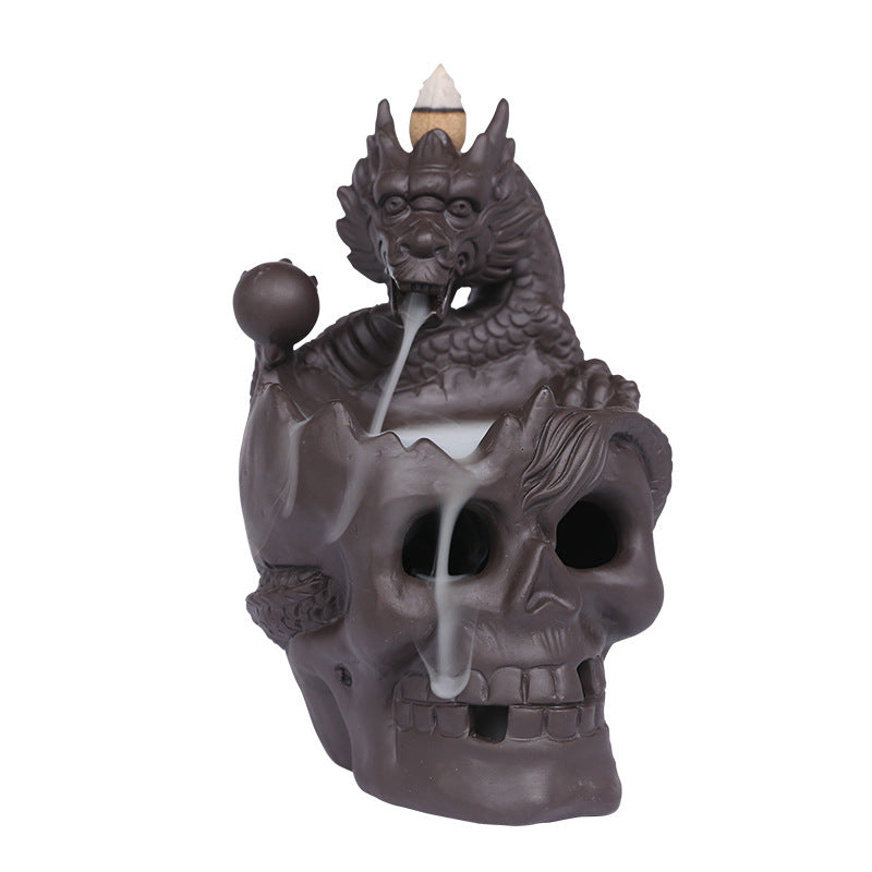 Skull Head Backflow Incense Burner Halloween Decoration