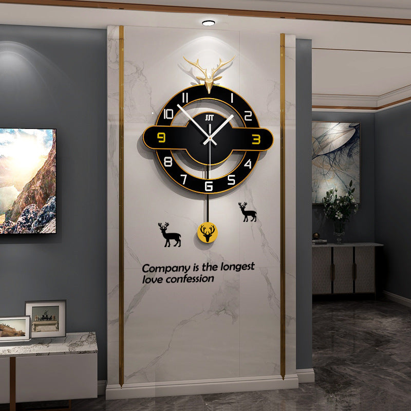 Light Luxury Deer Head Living Room Decorative Wall Clock