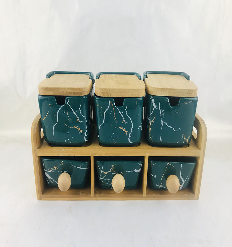 Japanese-Style Ceramic Seasoning Jar Kitchen Utensil Set