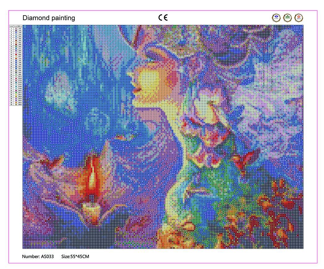 Modern Animated Woman Bedroom Gemstone Painting