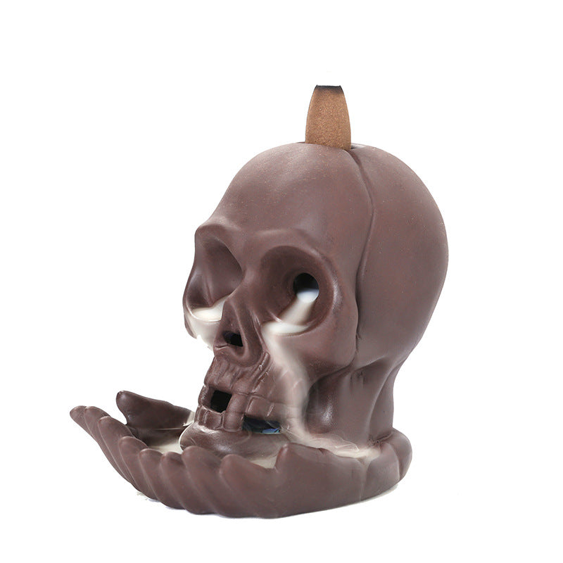 Skull Head Backflow Incense Burner Halloween Decoration