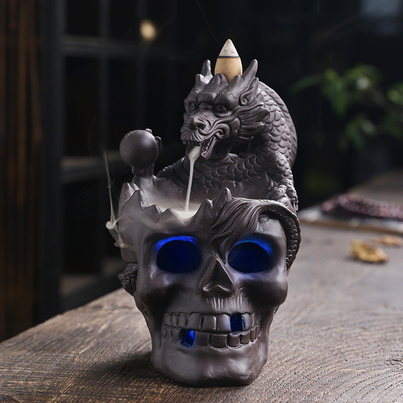 Skull Head Backflow Incense Burner Halloween Decoration