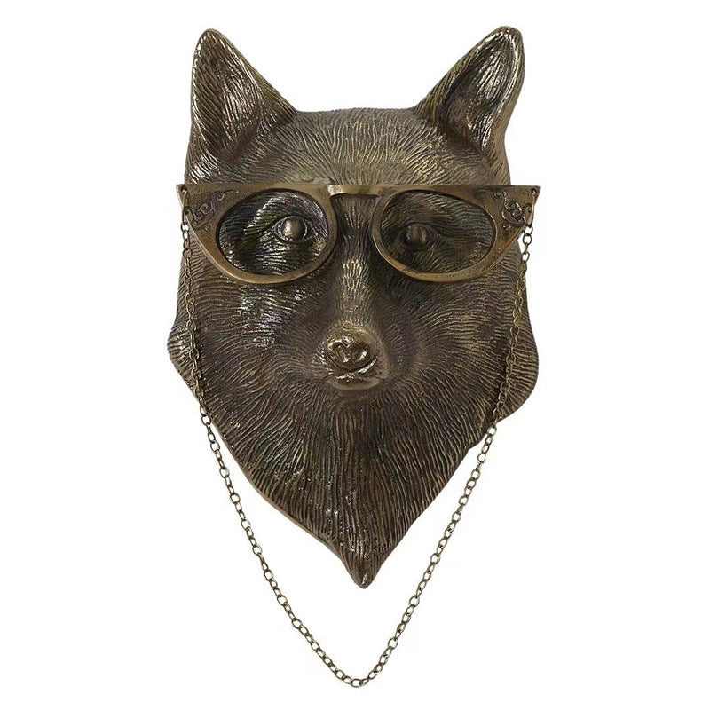 Antique Bronze Animal Head Wall Ornament