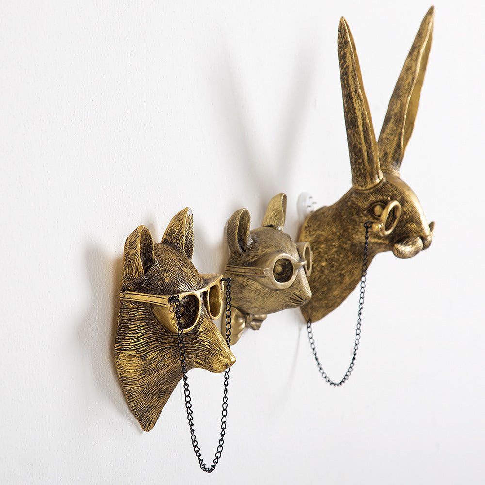 Antique Bronze Animal Head Wall Ornament
