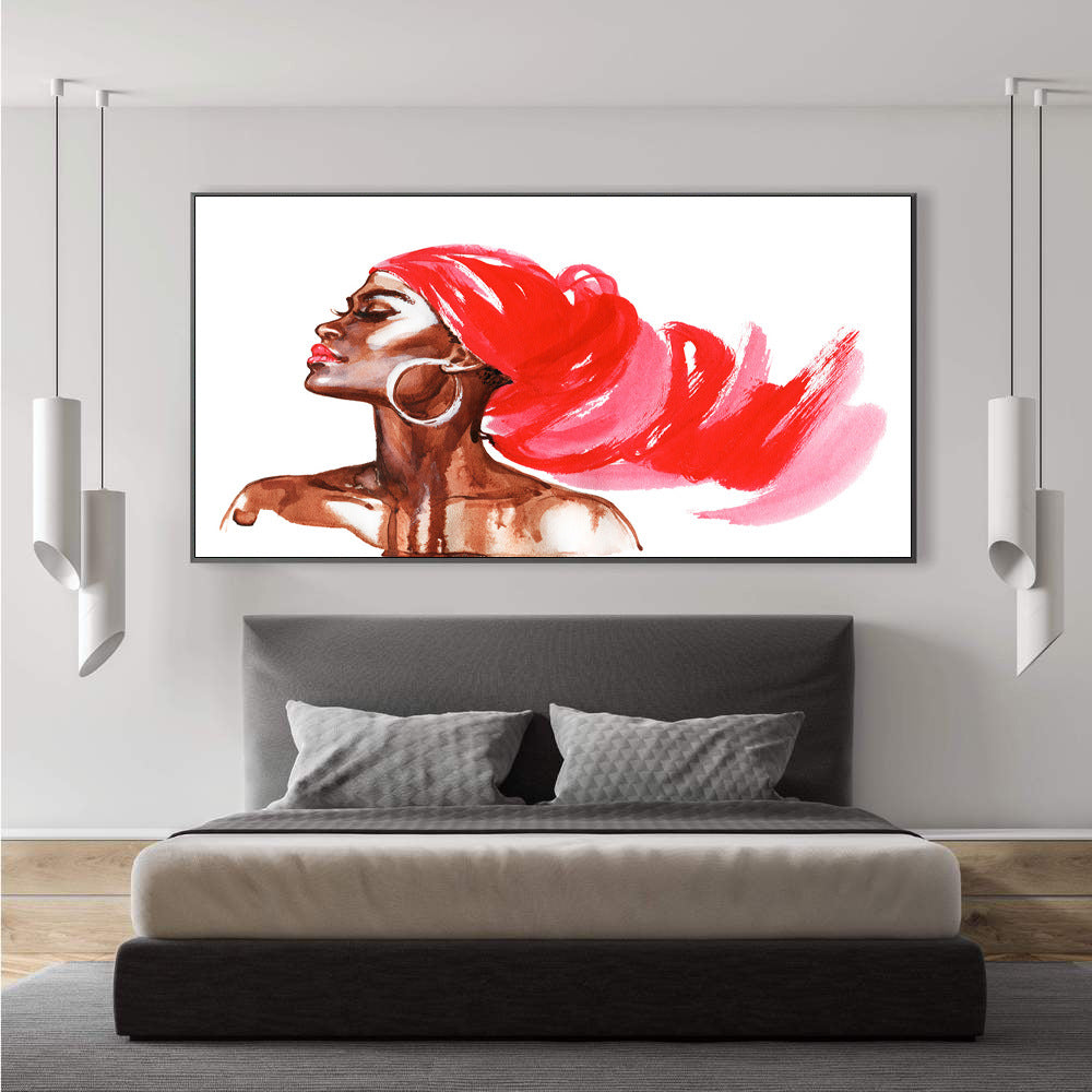 Abstract Watercolor Decorative Frameless African Woman Living Room Painting