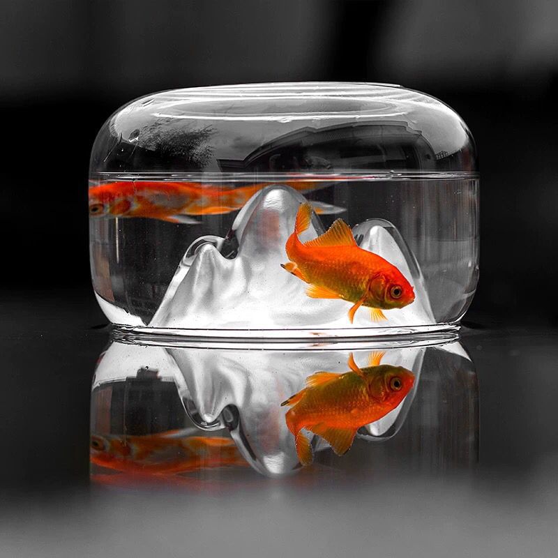 Transparent Snow Mountain Mini Glass Fish Tank Ornament