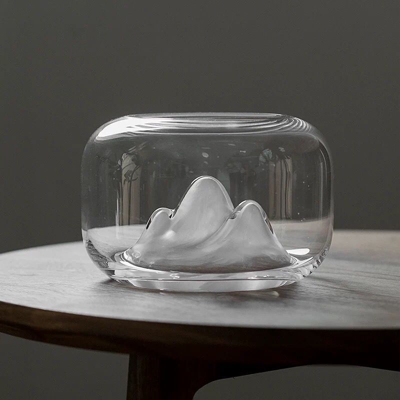Transparent Snow Mountain Mini Glass Fish Tank Ornament