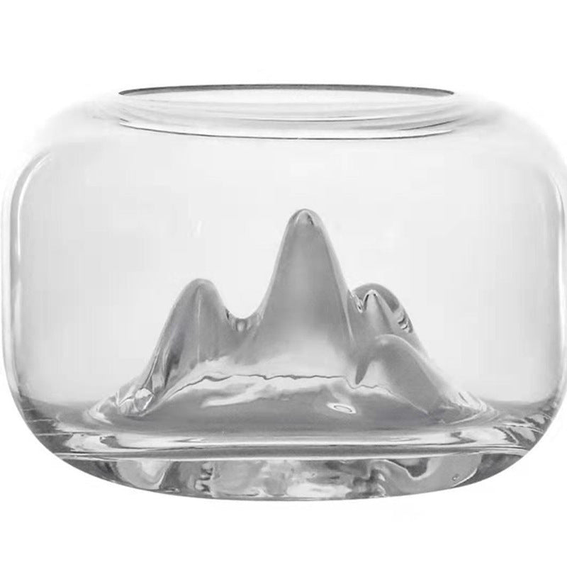 Transparent Snow Mountain Mini Glass Fish Tank Ornament