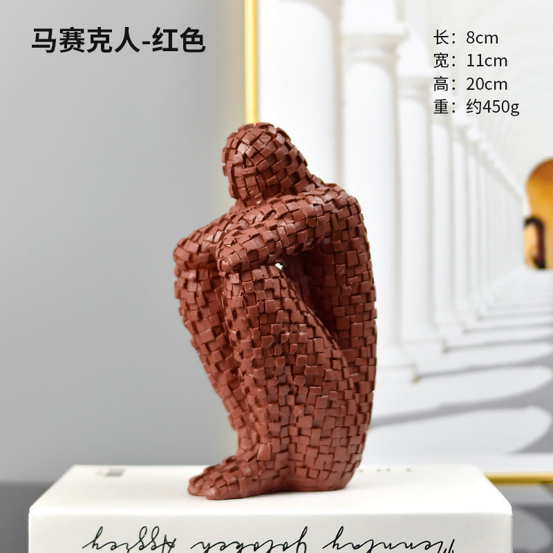 Chinese Mosaic Character Model Handicraft Decoration Living Room Sculpture