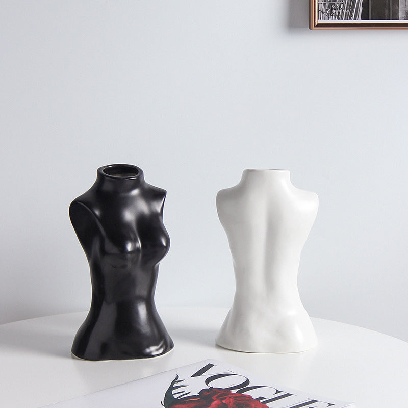 Ceramic Art Female Body Sculpture Ornaments Flower Arrangement Desktop Decoration Sculpture