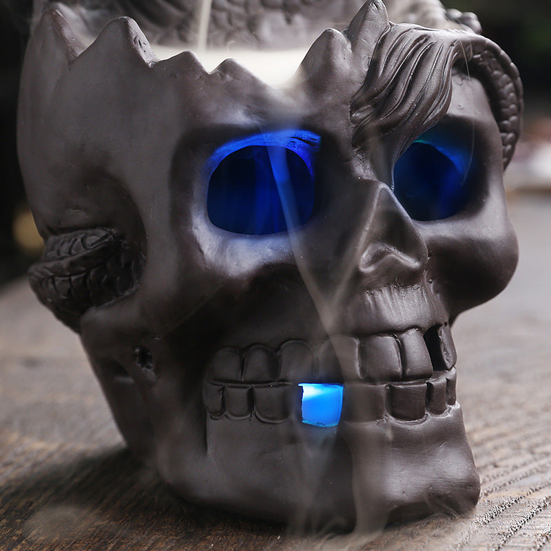 Skull Head Backflow Incense Burner Halloween Decoration