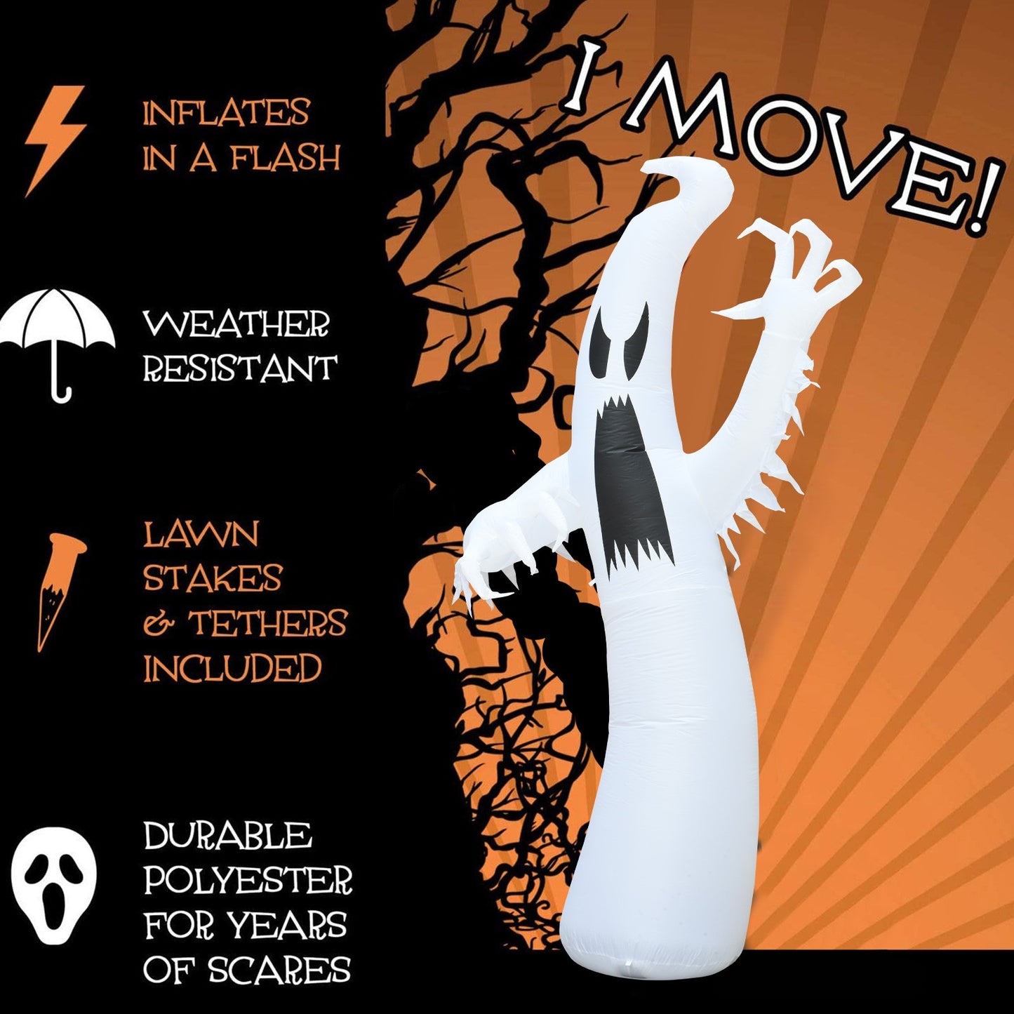 12 FT Outdoor Ghost Halloween Decoration