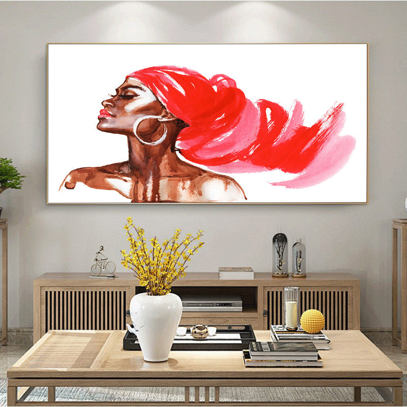 Abstract Watercolor Decorative Frameless African Woman Living Room Painting