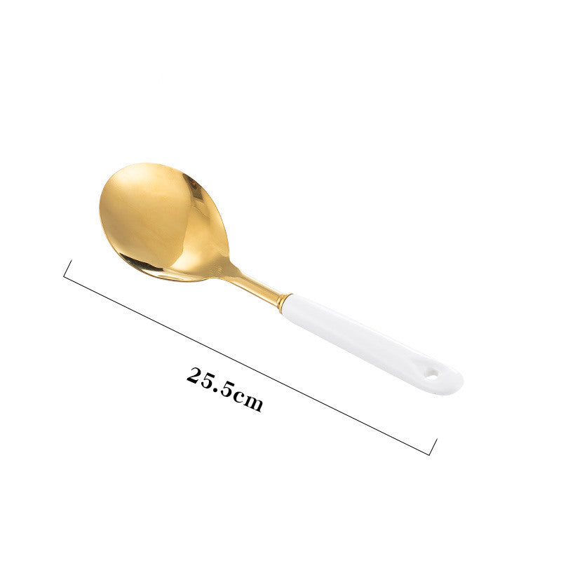 Stainless Steel Ceramic Handle Kitchen Utensils Set