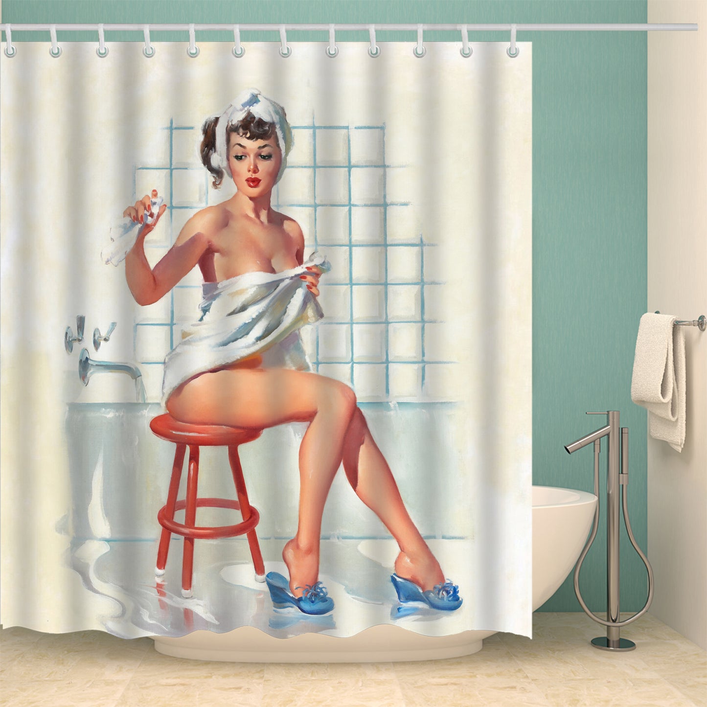 Animated Polyester Shower Curtain