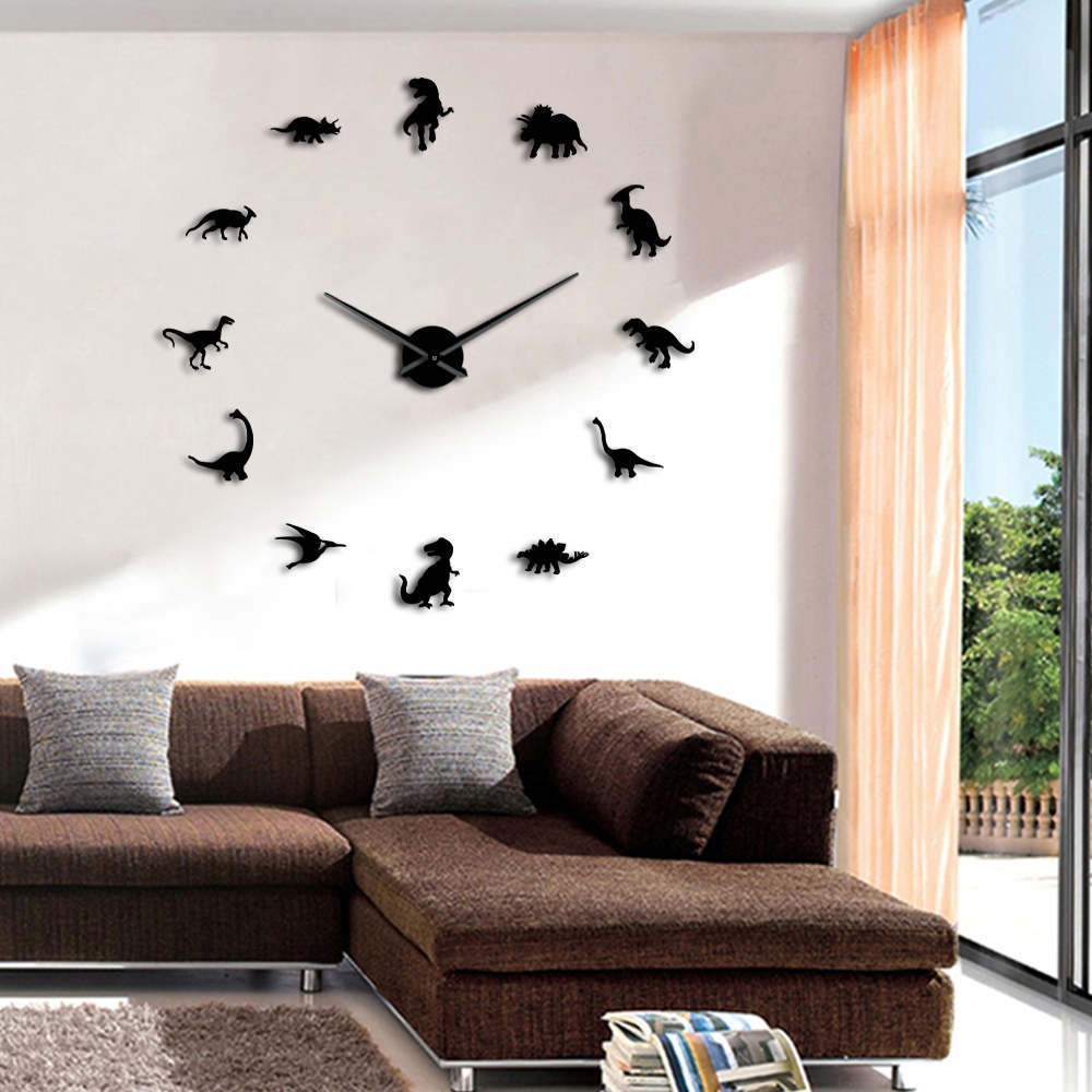 Frameless Dinosaur Living Room Wall Clock