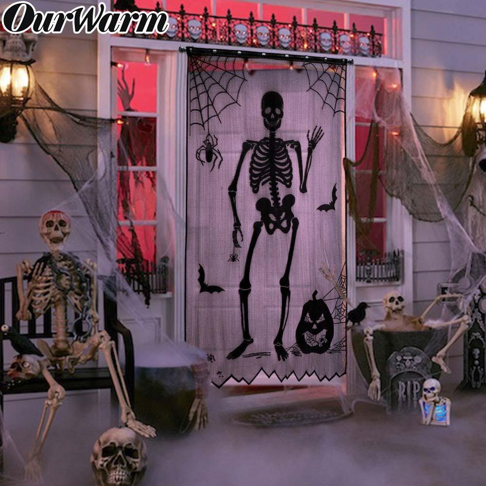 Skull and Pumpkin Pattern Curtain Halloween Decoration