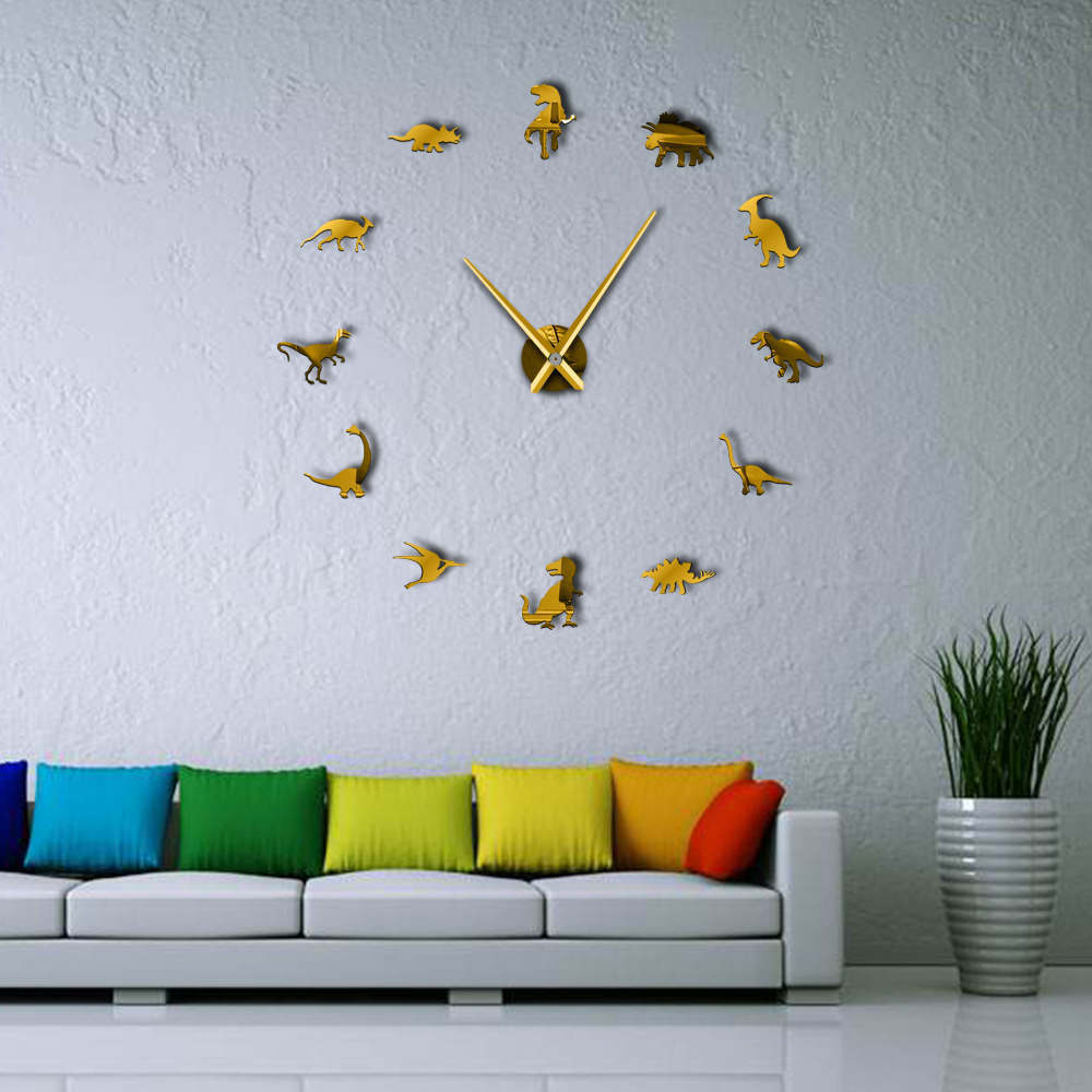 Frameless Dinosaur Living Room Wall Clock