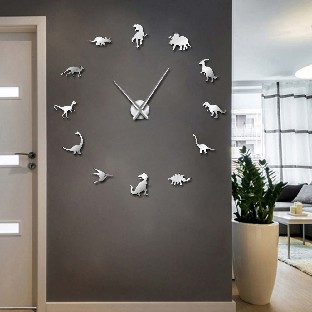 Frameless Dinosaur Living Room Wall Clock