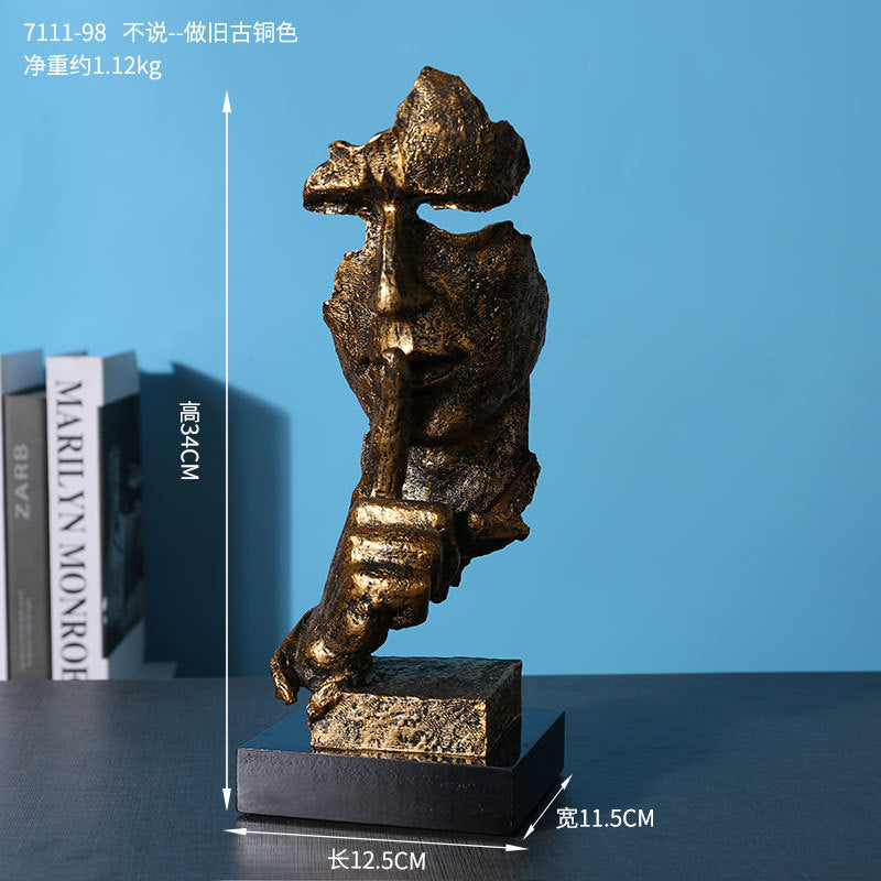 "Silence is Golden" Living Room Bookshelf Decoration Sculpture
