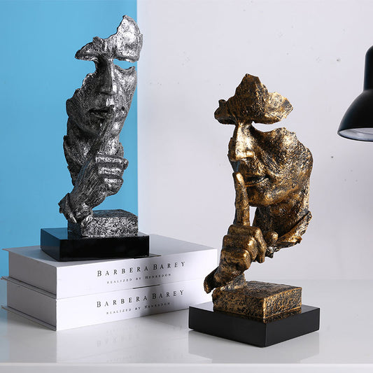"Silence is Golden" Living Room Bookshelf Decoration Sculpture