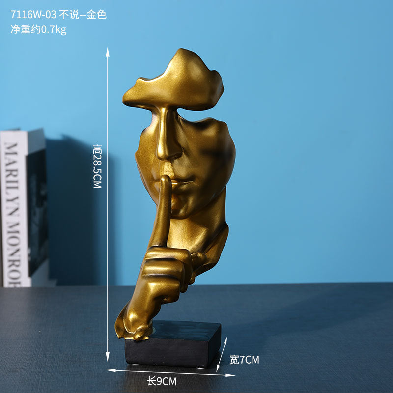 "Silence is Golden" Living Room Bookshelf Decoration Sculpture