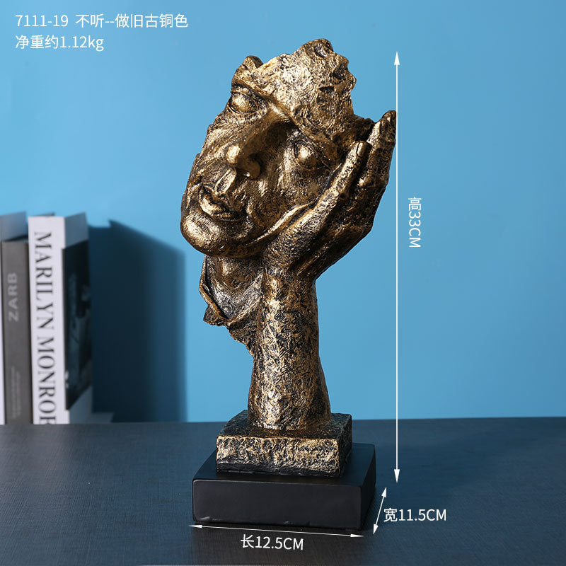 "Silence is Golden" Living Room Bookshelf Decoration Sculpture