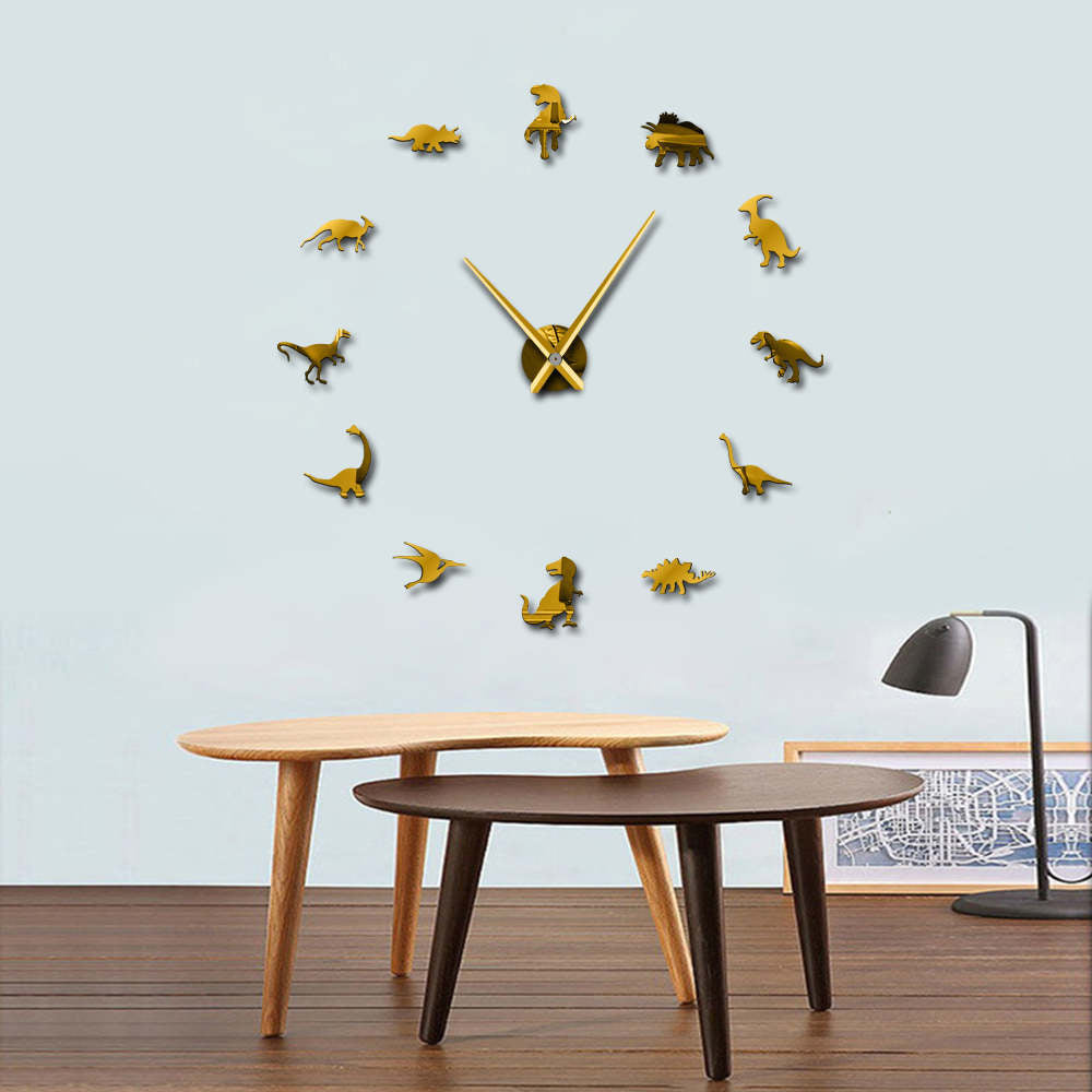 Frameless Dinosaur Living Room Wall Clock