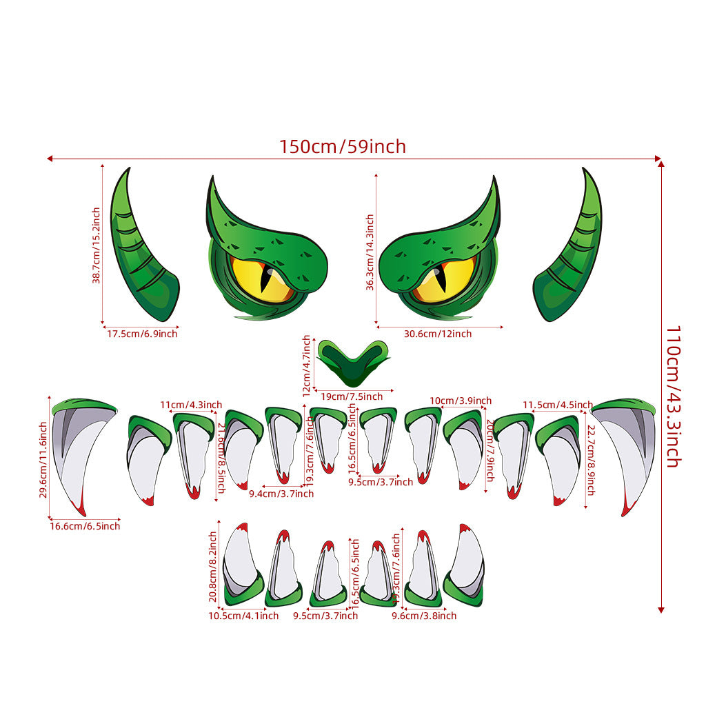 Green Monster Door Sticker Halloween Decoration