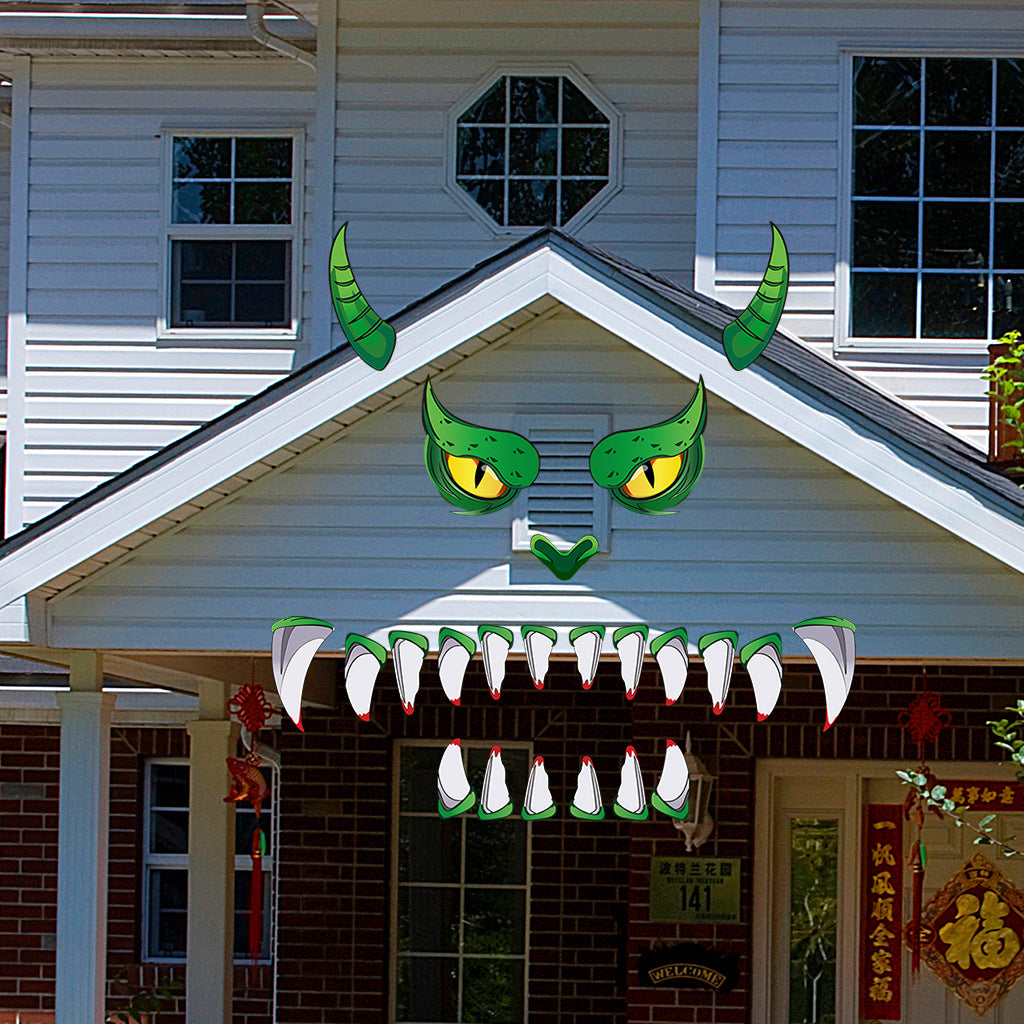 Green Monster Door Sticker Halloween Decoration