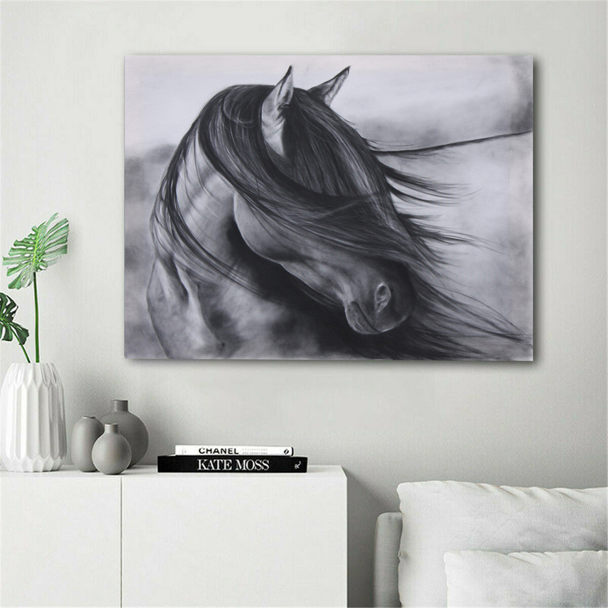 Decorative Black And White Horse Animal Photography Painting