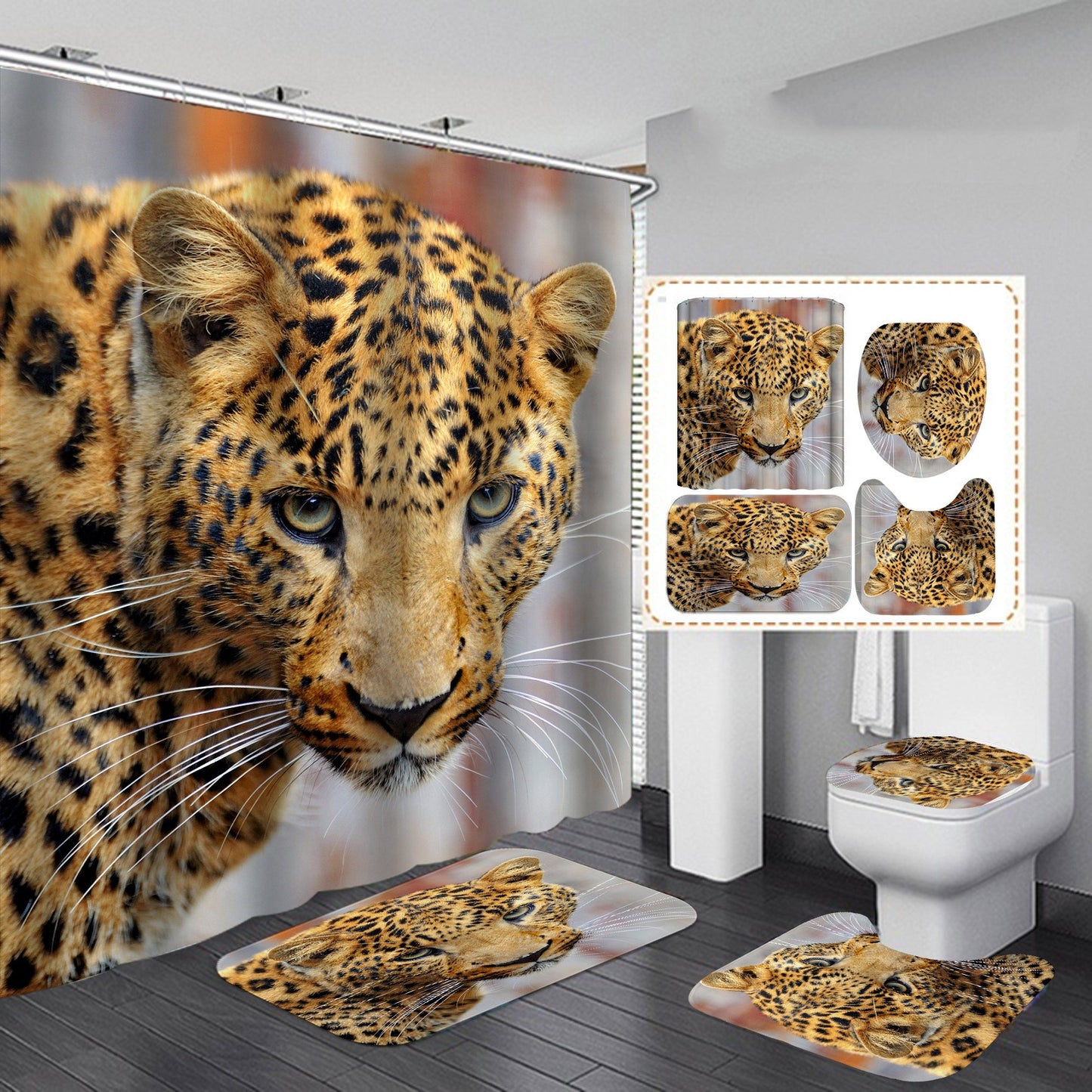 "King Of Jungle" Waterproof Polyester Shower Curtain