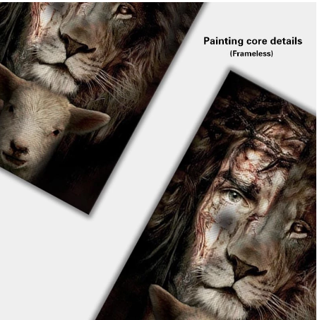 HD Spray Painting Custom Goat Lion-Man Head Frameless Painting