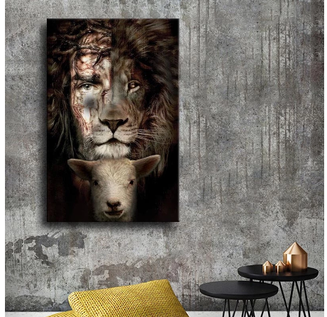 HD Spray Painting Custom Goat Lion-Man Head Frameless Painting
