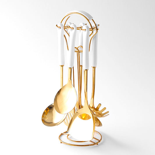Stainless Steel & Gold Kitchen Utensils Set