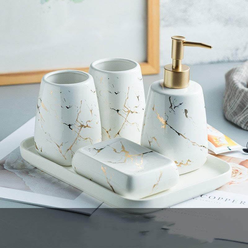 Marble Styled Bathroom Accessories Set