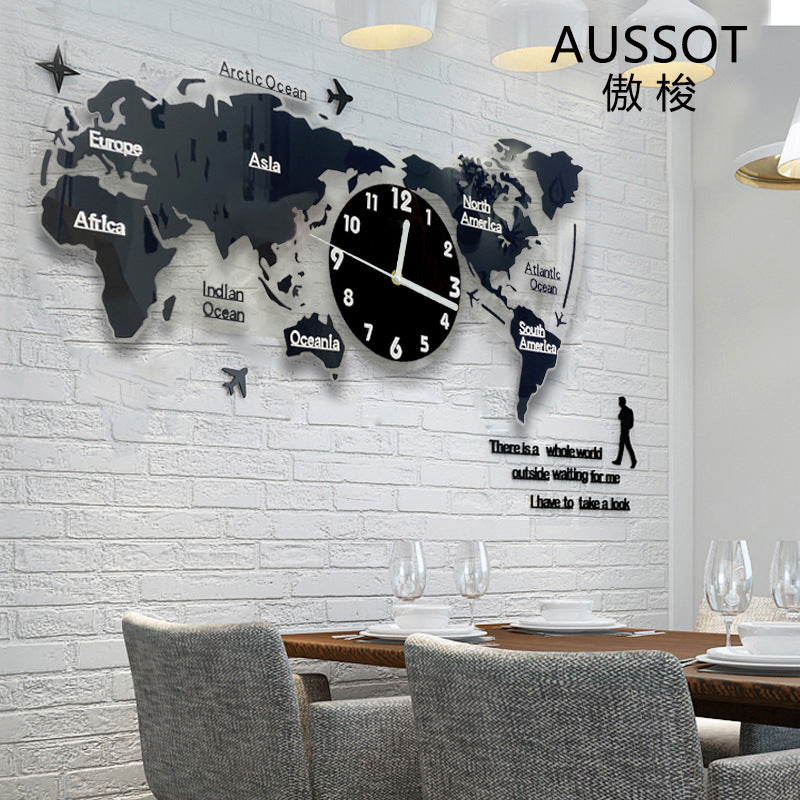 Luminous Decorartive World Map Wall Clock
