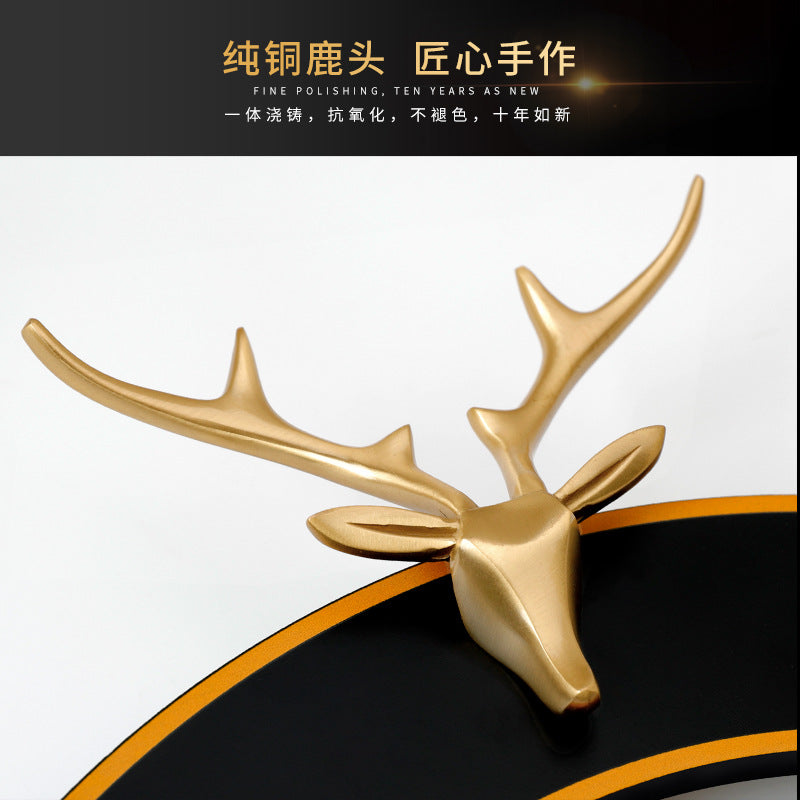 Light Luxury Deer Head Living Room Decorative Wall Clock